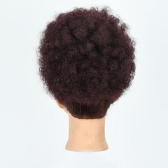 Short Synthetic Afro Puff Drawstring Ponytail Reddish Brown Wig For Women
