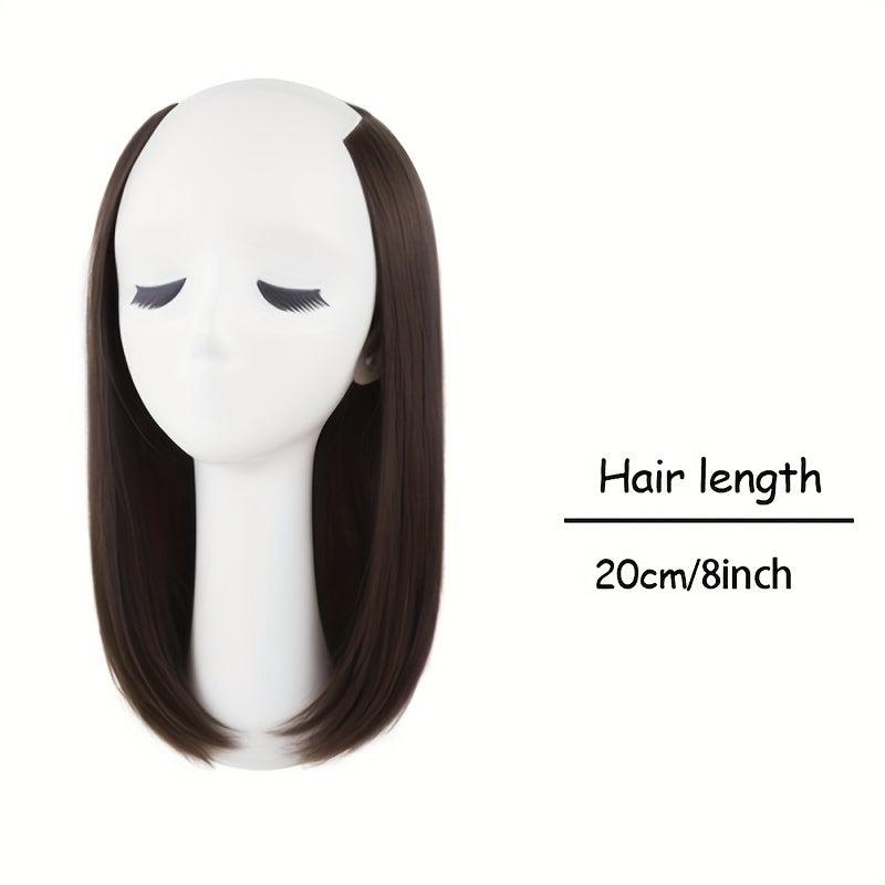 Short Straight Hair Pieces U Shaped Synthetic Clip In Hair Extensions
