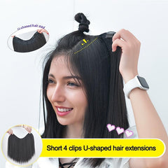Short Straight Hair Pieces U Shaped Synthetic Clip In Hair Extensions