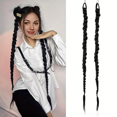 Braided Ponytail Elastic Hair Rope Long Ponytail Synthetic Hair Extensions