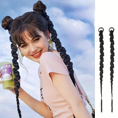 Braided Ponytail Elastic Hair Rope Long Ponytail Synthetic Hair Extensions