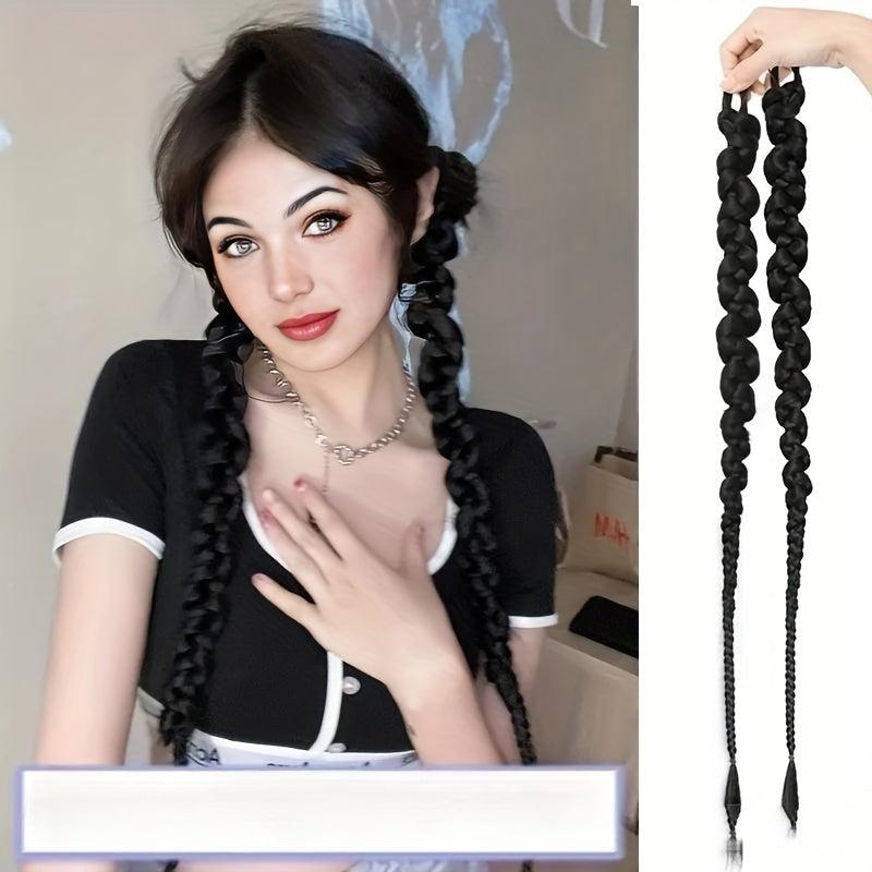 Braided Ponytail Elastic Hair Rope Long Ponytail Synthetic Hair Extensions