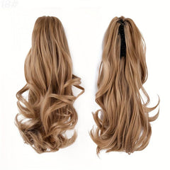 Short Curly Ponytail Extension Blonde Claw Clip Hairpiece for Women