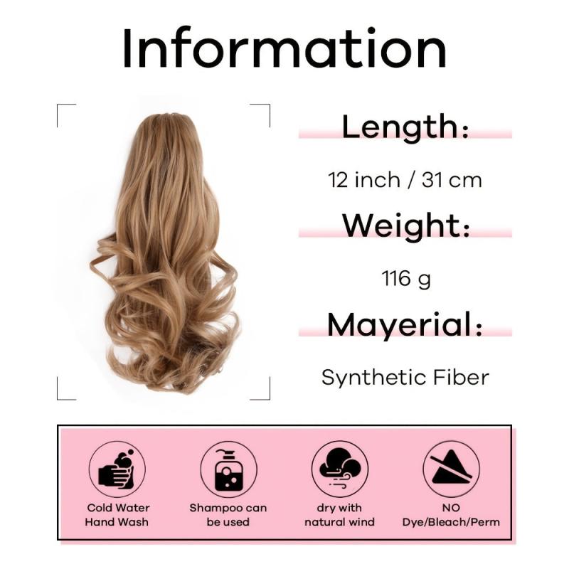 Small Claw Hair Clips Ponytail Hair Extension Drawstring 30 Pieces Synthetic