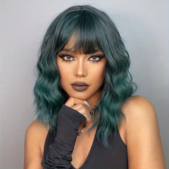 35 56 cm Red Green Dark Green Bob Curly Wave Hair Wigs