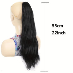 Brown Water Wave Synthetic Hair Claw Ponytail Clip On Hair Extension Wig