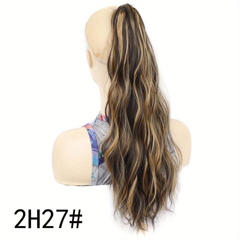 Brown Water Wave Synthetic Hair Claw Ponytail Clip On Hair Extension Wig
