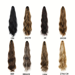 Brown Water Wave Synthetic Hair Claw Ponytail Clip On Hair Extension Wig