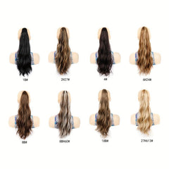 Brown Water Wave Synthetic Hair Claw Ponytail Clip On Hair Extension Wig