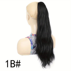 Brown Water Wave Synthetic Hair Claw Ponytail Clip On Hair Extension Wig
