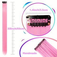 12 PCS Y2K Hair Extensions Clip In Party Highlights Hairpiece 55 88 Cm