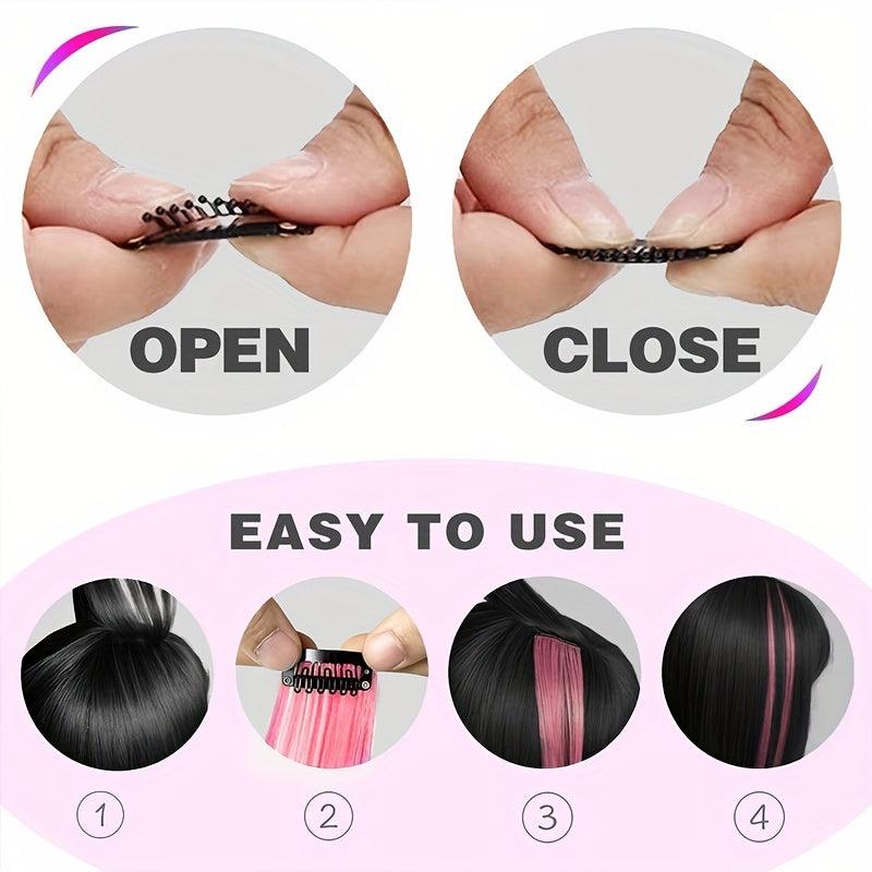 12 PCS Y2K Hair Extensions Clip In Party Highlights Hairpiece 55 88 Cm