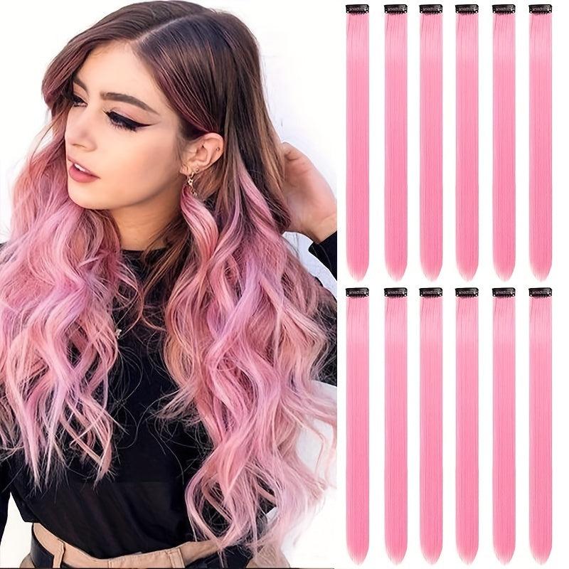 12 PCS Y2K Hair Extensions Clip In Party Highlights Hairpiece 55 88 Cm