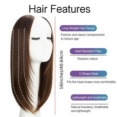Clip In U Shaped Hair Piece Long Straight Synthetic Extensions