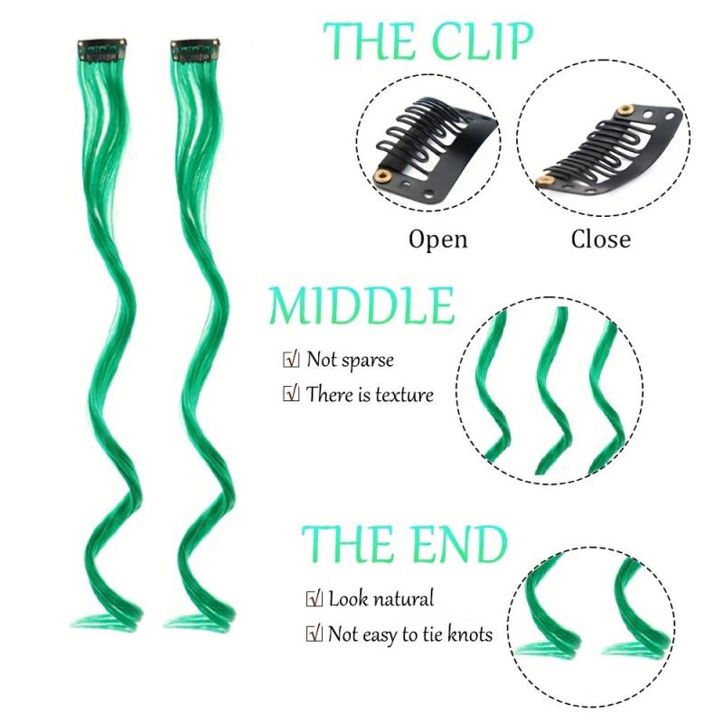 12pcs Y2K Highlight Curly Hair Extensions Hairpiece