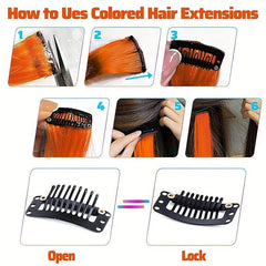 12pcs Y2K Long Curly Hair Extensions Clip-In Synthetic Rainbow Hairpieces
