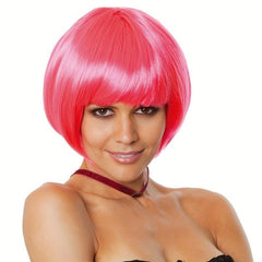 Short Straight Bob Wig With Bangs Synthetic Wig Heat Resistant For Halloween