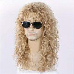 Men's Rocker Wig Synthetic Long Curly Hair Wig For Cosplay Party Halloween
