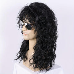 Men's Rocker Wig Synthetic Long Curly Hair Wig For Cosplay Party Halloween
