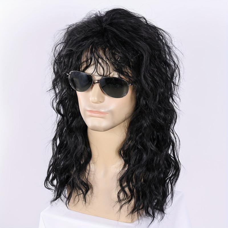 Men's Rocker Wig Synthetic Long Curly Hair Wig For Cosplay Party Halloween