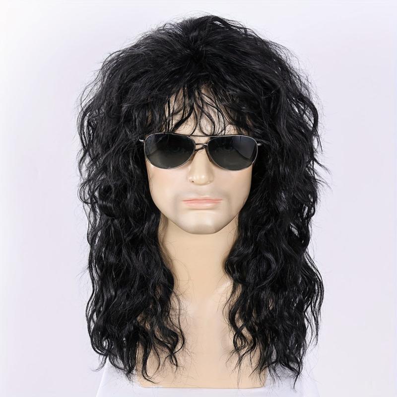Men's Rocker Wig Synthetic Long Curly Hair Wig For Cosplay Party Halloween