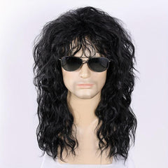 Men's Rocker Wig Synthetic Long Curly Hair Wig For Cosplay Party Halloween