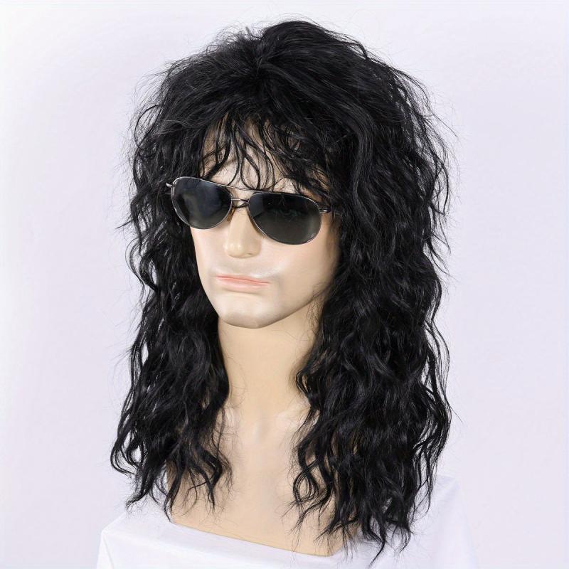 Men's Rocker Wig Synthetic Long Curly Hair Wig For Cosplay Party Halloween