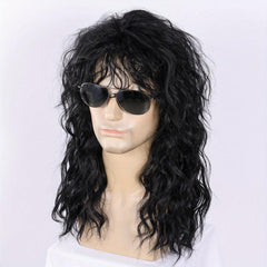 Men's Rocker Wig Synthetic Long Curly Hair Wig For Cosplay Party Halloween