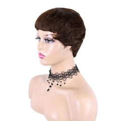 Short Pixie Cut Human Hair Wigs with Bangs