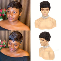 Short Pixie Cut Human Hair Wigs with Bangs