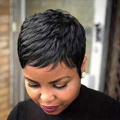 Short Pixie Cut Human Hair Wigs with Bangs