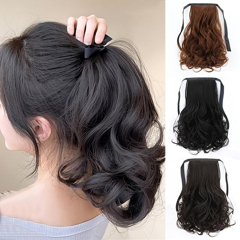 25cm Curly Ponytail Synthetic Hair Extension Clip In Wrap Around Ponytail