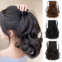 25cm Curly Ponytail Synthetic Hair Extension Clip In Wrap Around Ponytail