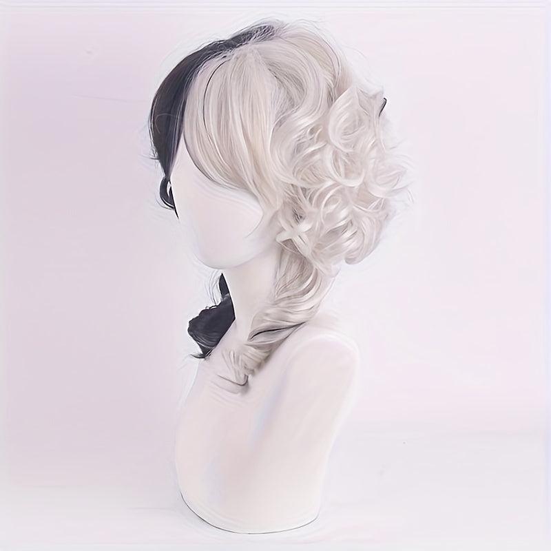 Bicolor Short Curly Bob Wig for Halloween Cosplay Party