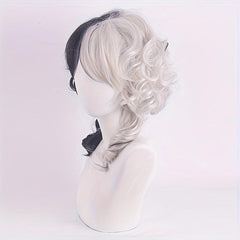 Bicolor Short Curly Bob Wig for Halloween Cosplay Party