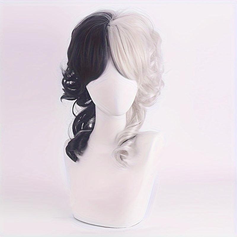 Bicolor Short Curly Bob Wig for Halloween Cosplay Party