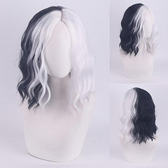 Bicolor Short Curly Bob Wig for Halloween Cosplay Party