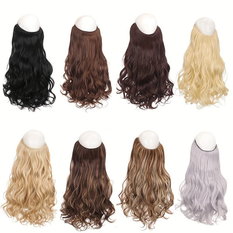 Wavy Curly Hair Extensions Wire Headband Long Synthetic Heat Friendly Fiber