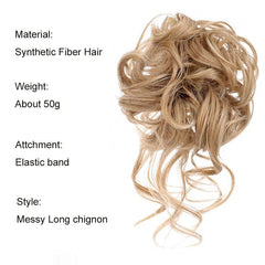Messy Curly Hair Bun Claw Clip Ponytail Extensions for Women Girls