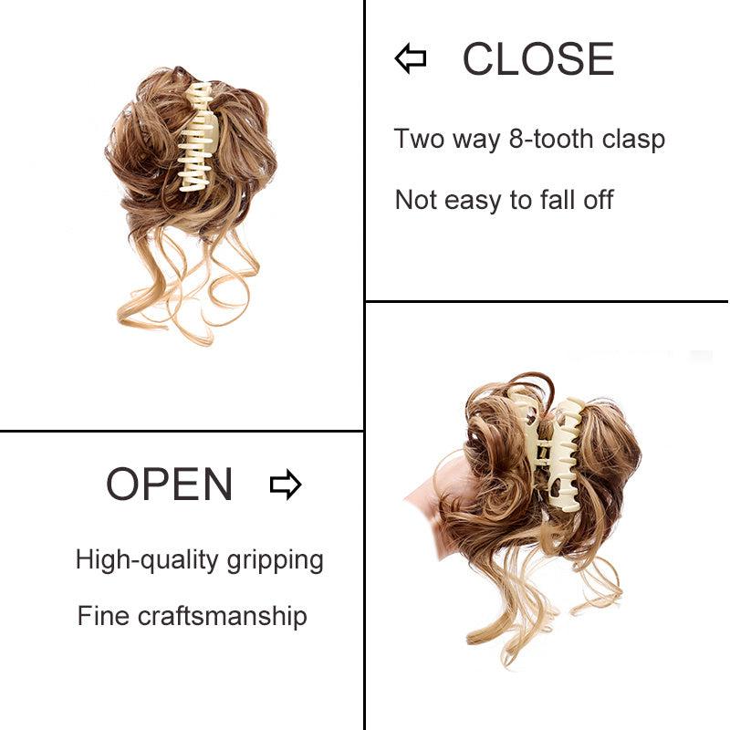 Messy Curly Hair Bun Claw Clip Ponytail Extensions for Women Girls