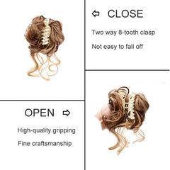 Messy Curly Hair Bun Claw Clip Ponytail Extensions for Women Girls