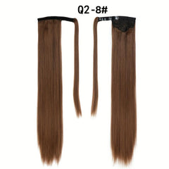 Straight Ponytail Extension Wrap Around Synthetic Hair 1B