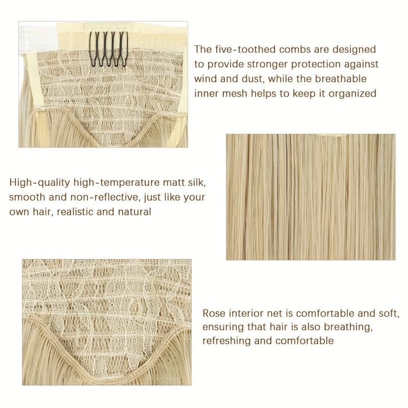 Straight Ponytail Extension Wrap Around Synthetic Hair 1B