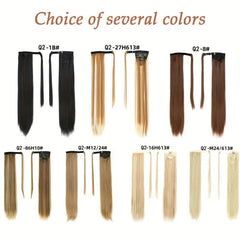 Straight Ponytail Extension Wrap Around Synthetic Hair 1B