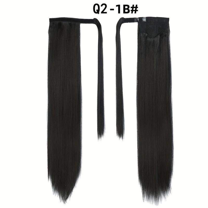 Straight Ponytail Extension Wrap Around Synthetic Hair 1B