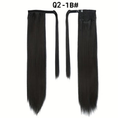 Straight Ponytail Extension Wrap Around Synthetic Hair 1B