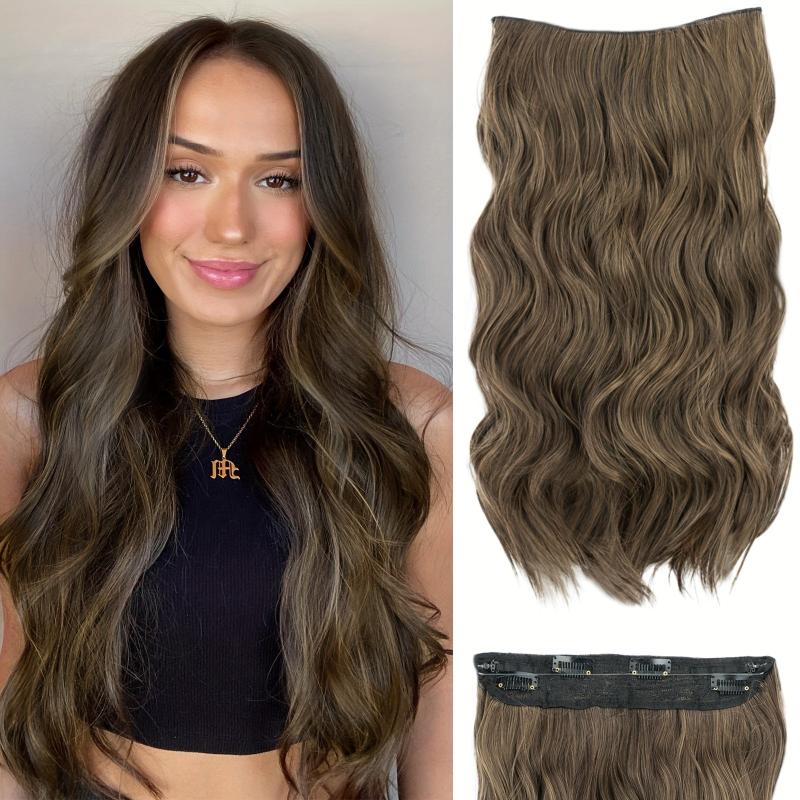 Invisible Wire Hair Extensions Long Wavy Dark Brown