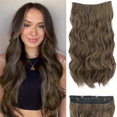 Invisible Wire Hair Extensions Long Wavy Dark Brown