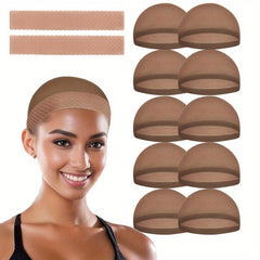 2pcs Invisible Headband & 10 Wig Caps Silicone for Fixing Wig