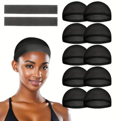 2pcs Invisible Headband & 10 Wig Caps Silicone for Fixing Wig